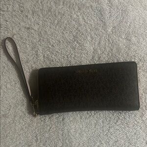 Michael Kors Espresso and Gold Zip Wallet